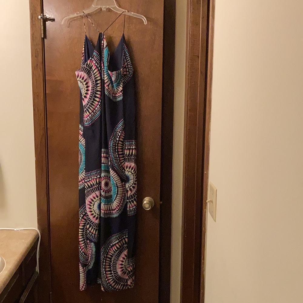 Old Navy Navy Maxi Dress with Turquoise & Pink Medallions - Picture 6 of 8